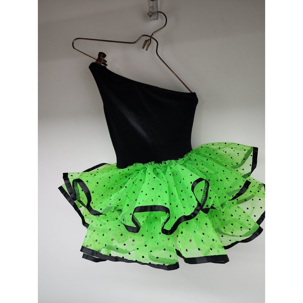 Wolff Fording Dance Costume Tutu Size MC Green/Black Hair Bow Halloween Cosplay